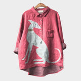 Velira Šuo 2 / S Palmira™ | Laiko nepriklausoma lino blusa su raštu