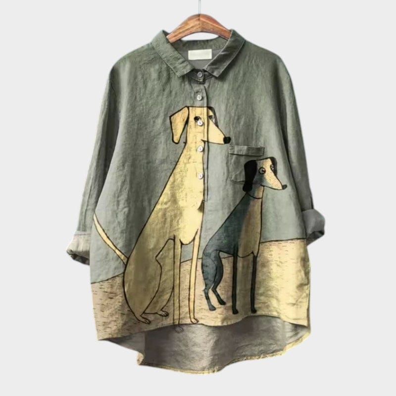 Velira Šuo 3 / S Palmira™ | Laiko nepriklausoma lino blusa su raštu