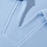 Velira Sweatshirts Atsipalaidavęs Fit Wffle V formos Polo Megztinis