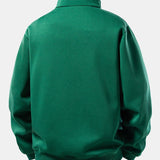 Velira Sweatshirts Atsipalaidavęs Juodas Katės Spaudos Ketvirčio Užtrauktukas Megztinis