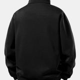 Velira Sweatshirts Atsipalaidavęs Juodas Katės Spaudos Ketvirčio Užtrauktukas Megztinis