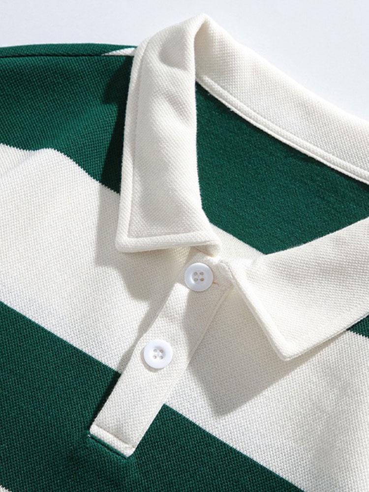 Velira Sweatshirts Atsipalaidavęs Waffle Platus Dryžuotas Polo Megztinis