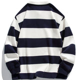 Velira Sweatshirts Atsipalaidavęs Waffle Platus Dryžuotas Polo Megztinis