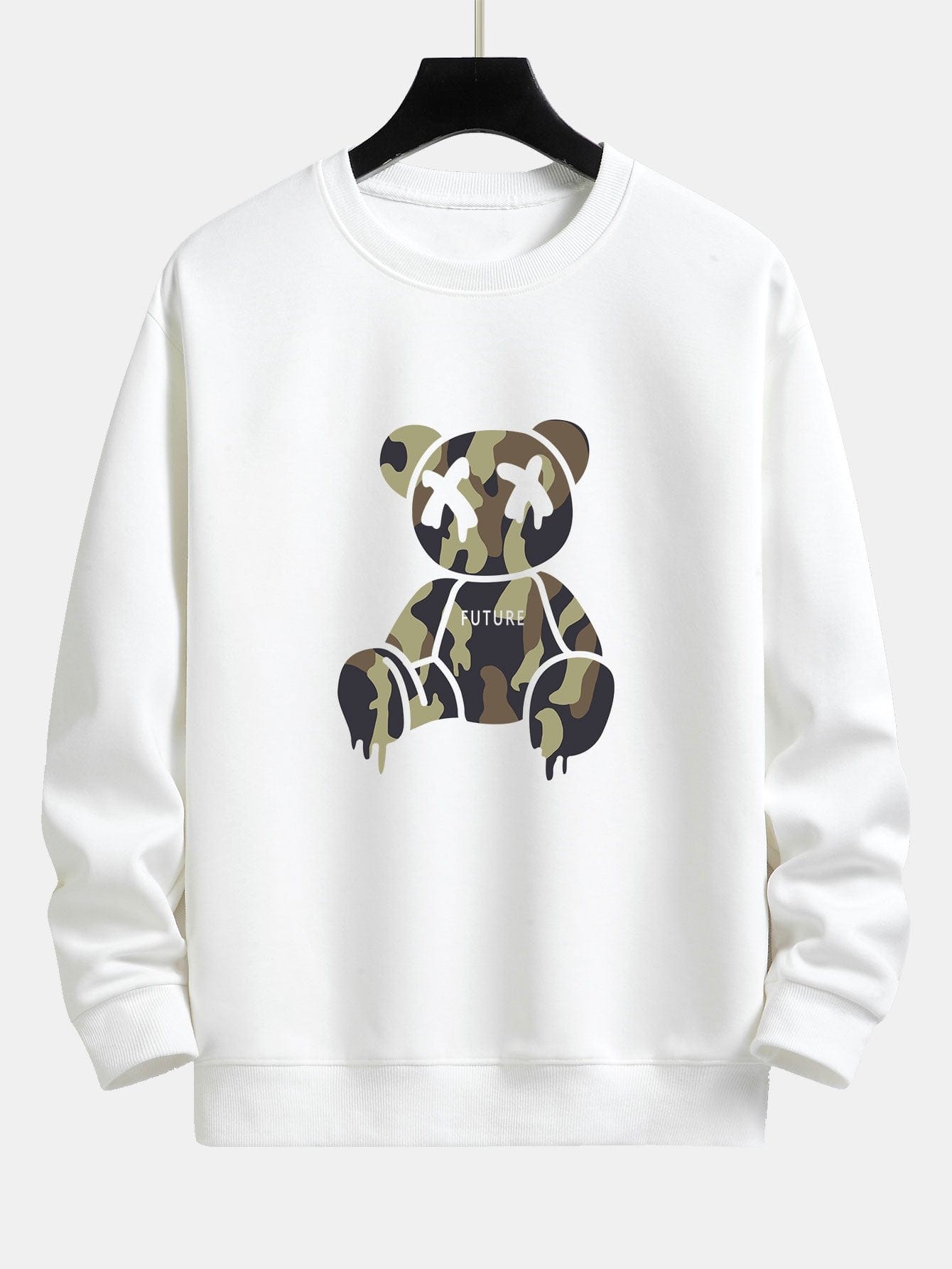 Velira Sweatshirts balta / S Kamikadze ištirpstančio meškos rašto laisvo kirpimo džemperis