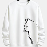 Velira Sweatshirts balta / S Katės Siluetas Spausdinimas Laisvas Fit Palaidinukė