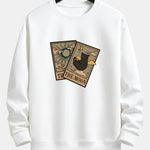 Velira Sweatshirts balta / S Saulės Mėnulio Katės Spaudas Laisvas Fit Megztinis