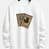 Velira Sweatshirts balta / S Saulės Mėnulio Katės Spaudas Laisvas Fit Megztinis