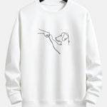Velira Sweatshirts balta / S Šuo Linijos Piešimo Spauda Atsipalaidavęs Dydis Palaidinukė