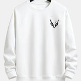 Velira Sweatshirts Balta / XS Elnių Galvos Spauda Laisvalaikio Puloveris