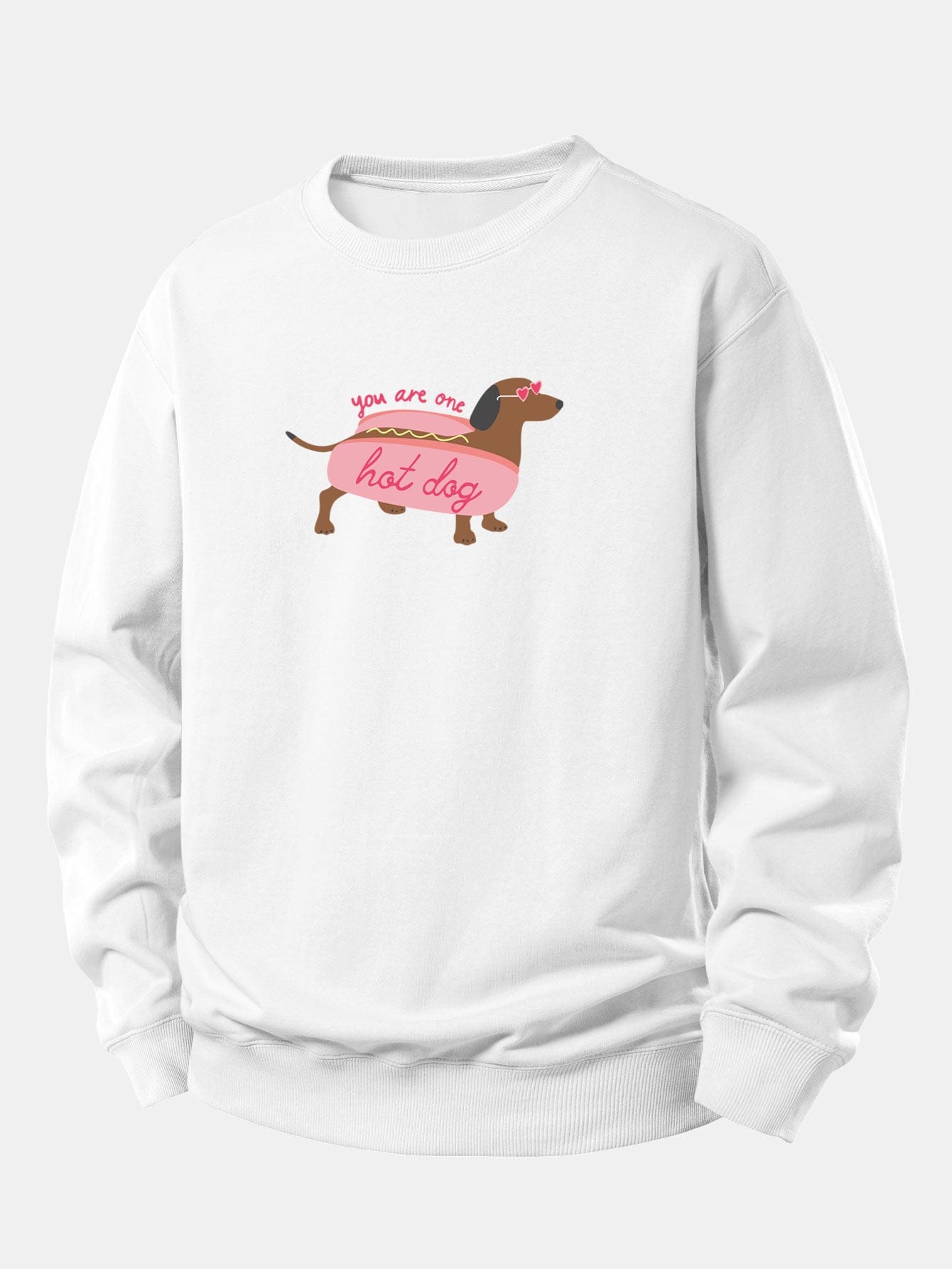 Velira Sweatshirts Balta / XS Karštas Šuo Daksas Spauda Laisvas Palaidinukas