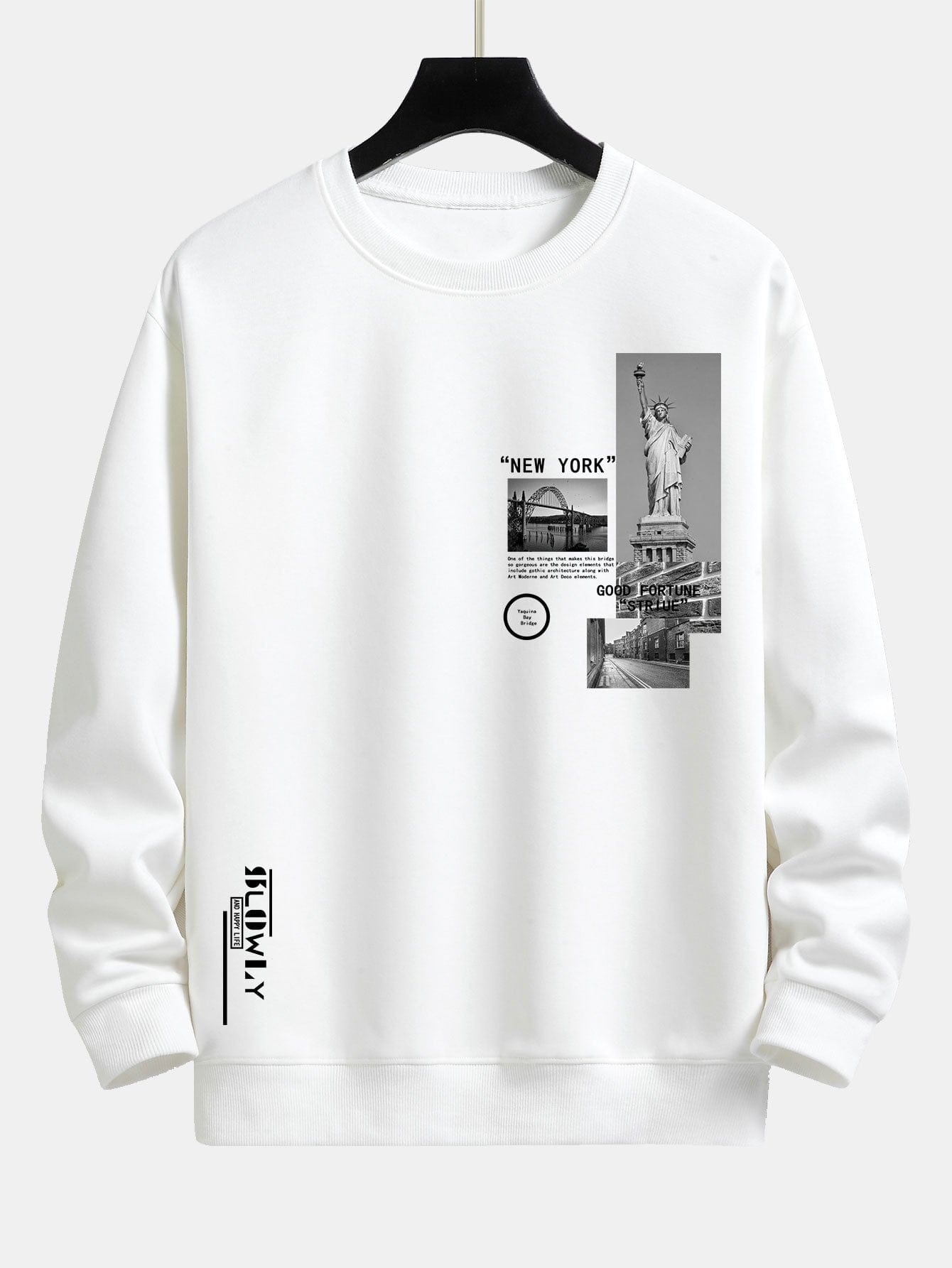 Velira Sweatshirts balta / XS Niujorko architektūros atspaudas laisvo kirpimo džemperis