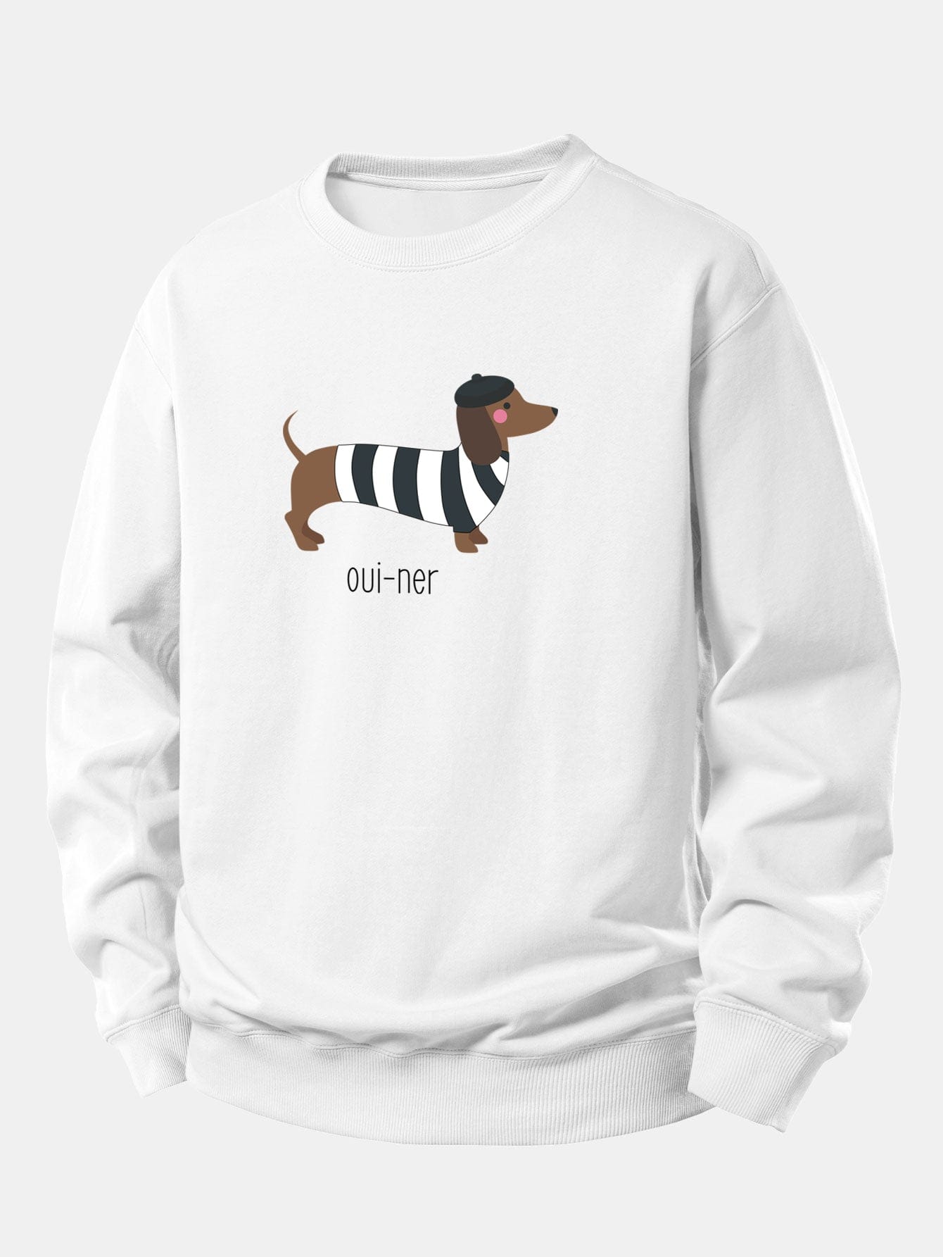 Velira Sweatshirts Balta / XS Prancūzų taksų spauda laisvo kirpimo džemperis