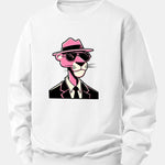 Velira Sweatshirts Balta / XS Rožinė džentelmenų panteros spauda laisvo kirpimo megztinis