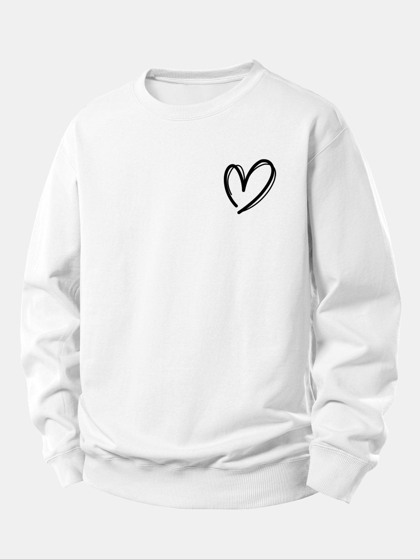 Velira Sweatshirts Balta / XS Širdies Raštas Laisvo Pjūvio Megztinis