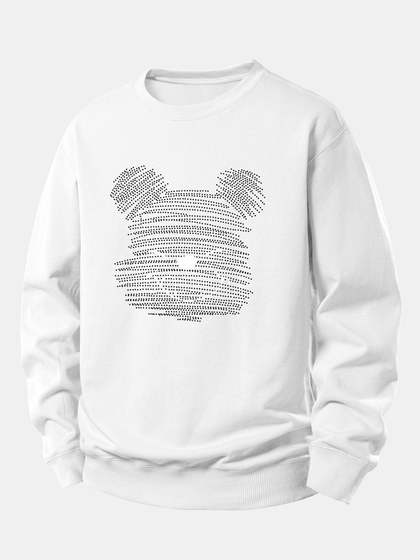 Velira Sweatshirts Balta / XS Taškuotas meškiukas spauda laisvas megztinis