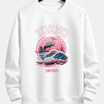 Velira Sweatshirts balta / XS Tokijo Banga Gervė Paukštis Spauda Laisvas Fit Megztinis
