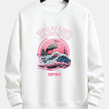 Velira Sweatshirts balta / XS Tokijo Banga Gervė Paukštis Spauda Laisvas Fit Megztinis