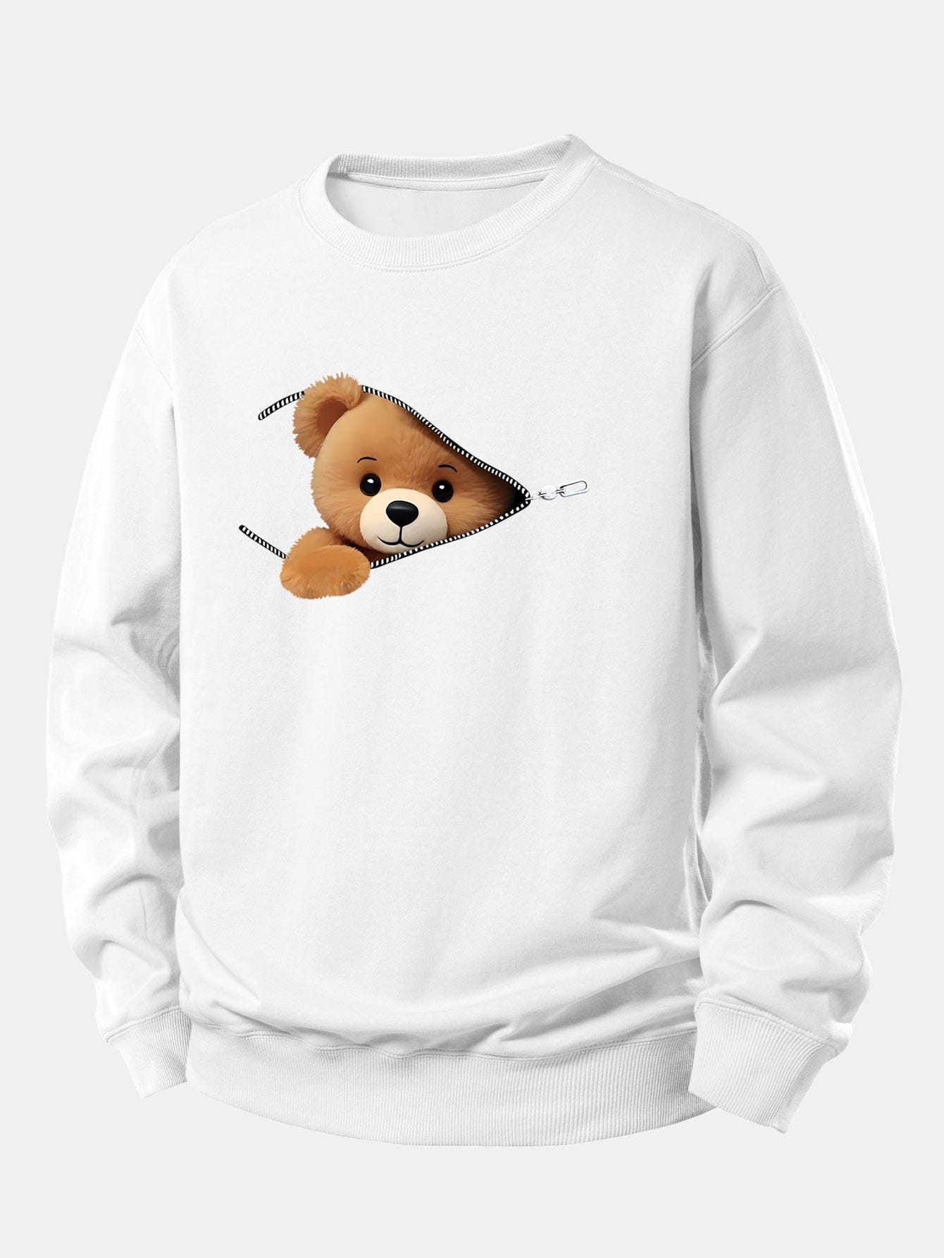 Velira Sweatshirts Balta / XS Užtrauktuko Meškos Rašto Laisvalaikio Džemperis