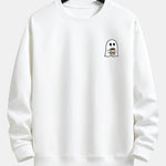 Velira Sweatshirts balta / XS Vaiduoklis, geriantis kavą, spauda, laisvas kirpimas, džemperis