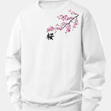 Velira Sweatshirts Balta / XS Vyšnių žiedų print Relax Fit džemperis