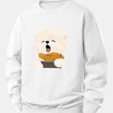 Velira Sweatshirts Balta / XS Žiovaujantis Šuniukas Spauda Laisvas Fit Džemperis