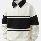 Velira Sweatshirts bežinė / XS Atsipalaidavęs Fit Spalvų Blokų Palaidinė Su Polo Apykakle