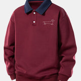 Velira Sweatshirts Bordo / XS Atsipalaidavęs Pritaikymas Šunų Spausdinimo Kontrasto Polo Megztinis