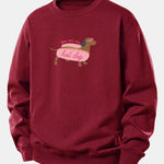 Velira Sweatshirts Bordo / XS Karštas Šuo Daksas Spauda Laisvas Palaidinukas