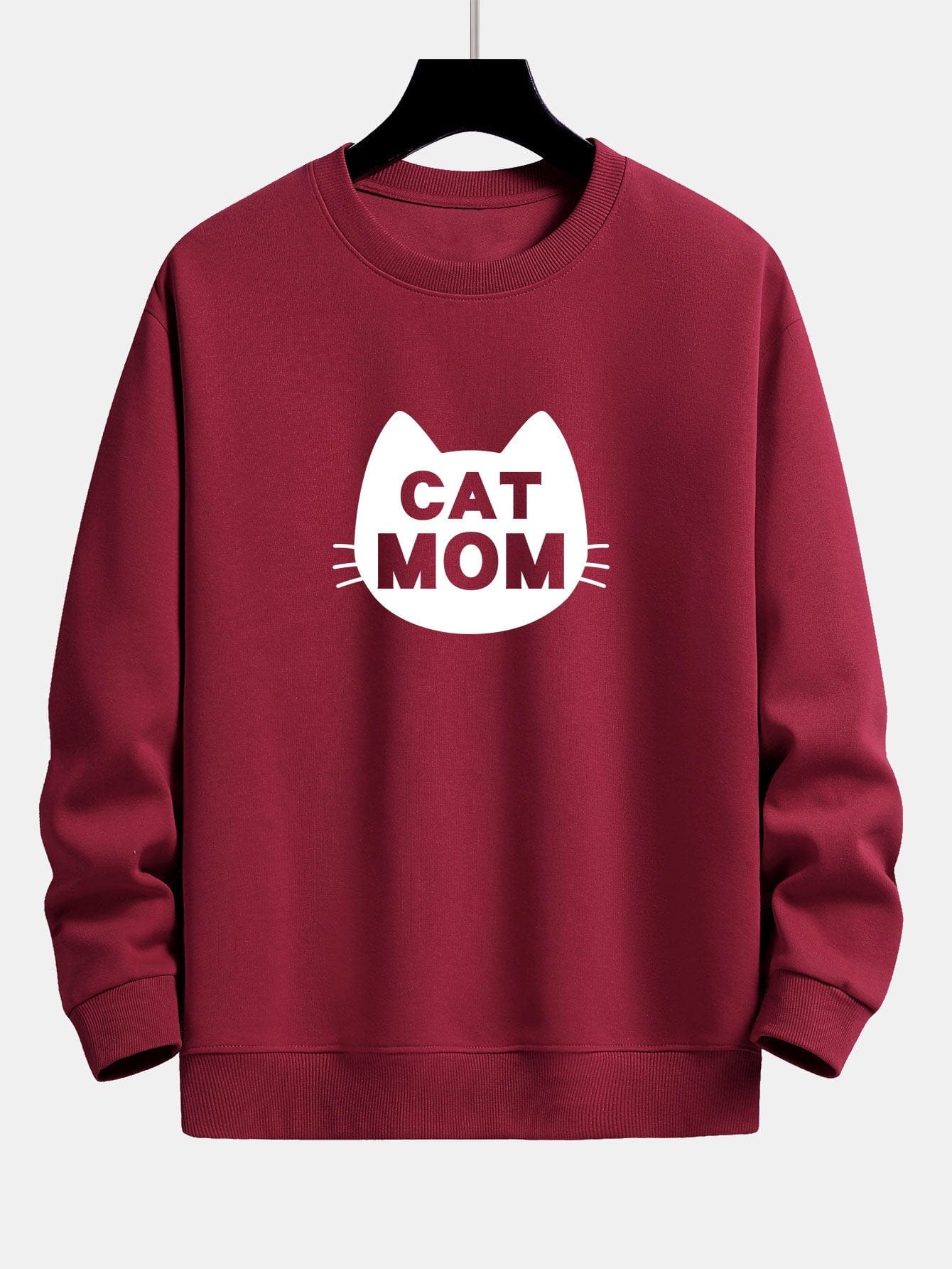 Velira Sweatshirts bordo / XS Katės Mamos Spauda Laisvas Fit Palaidinukė