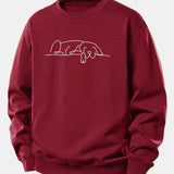 Velira Sweatshirts Bordo / XS Miegantis Šuo Linijos Spauda Laisvas Fit Megztinis
