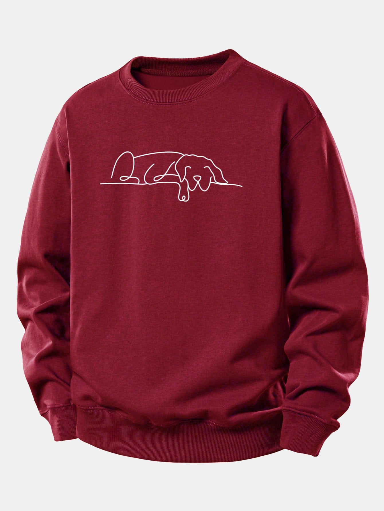 Velira Sweatshirts Bordo / XS Miegantis Šuo Linijos Spauda Laisvas Fit Megztinis