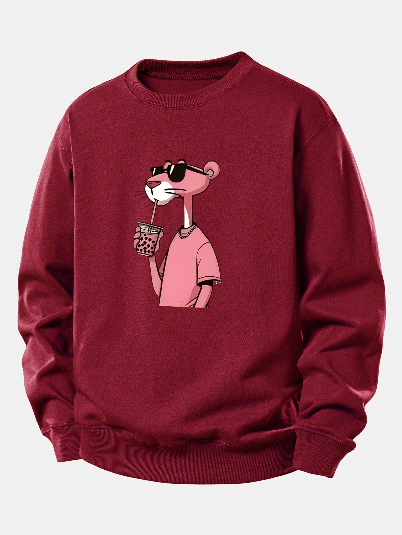 Velira Sweatshirts Bordo / XS Rožinė Pantera Spauda Laisva Fit Džemperis