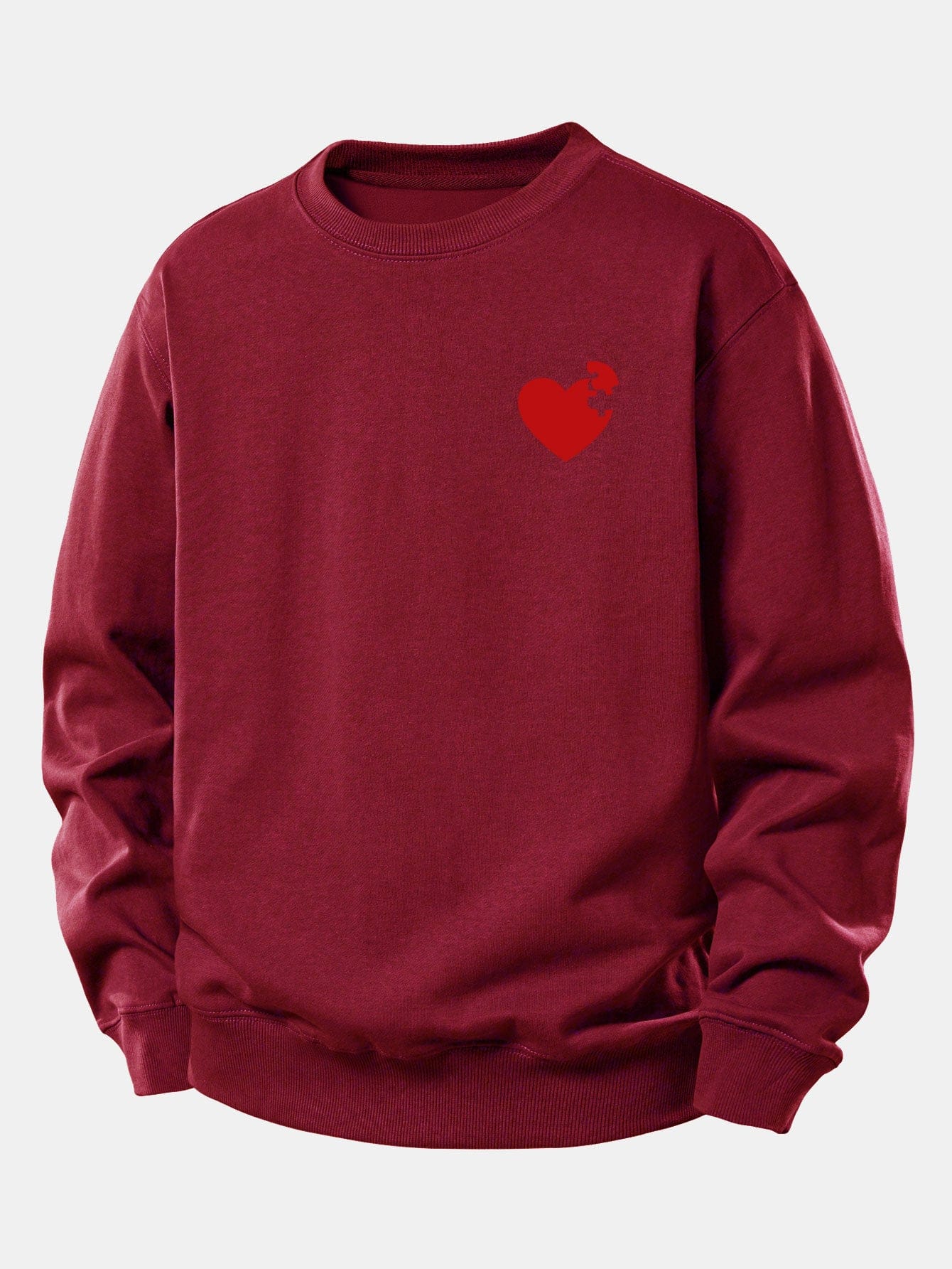 Velira Sweatshirts Bordo / XS Širdies dėlionės spaudinys laisvo kirpimo džemperis