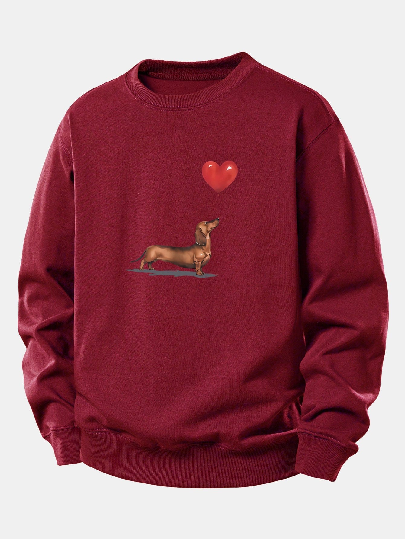 Velira Sweatshirts Bordo / XS Širdies formos balionas šunų veislės printas laisvo kirpimo džemperis