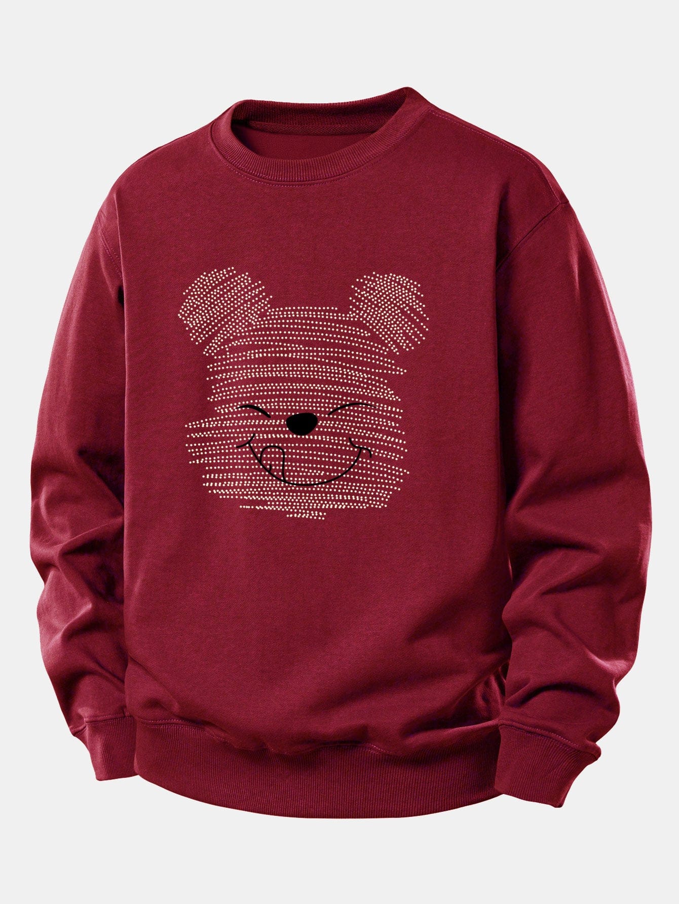 Velira Sweatshirts Bordo / XS Taškuotas meškiukas spauda laisvas megztinis