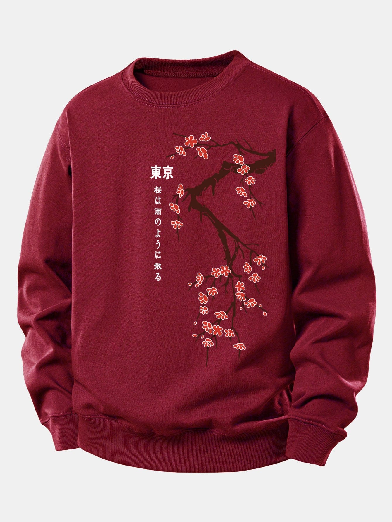 Velira Sweatshirts Bordo / XS Tokijo japonų vyšnių žiedų spauda laisvo kirpimo džemperis