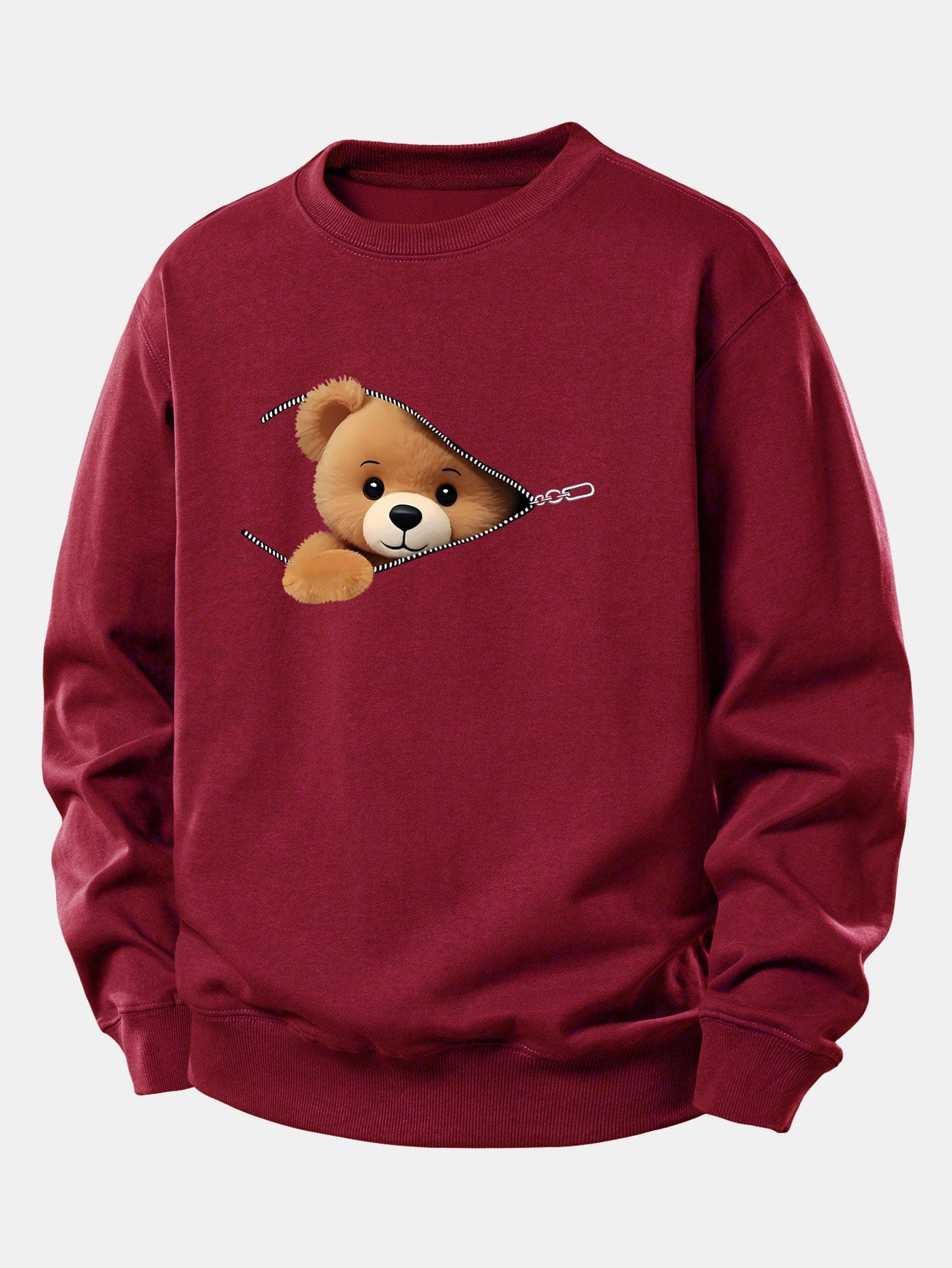 Velira Sweatshirts Bordo / XS Užtrauktuko Meškos Rašto Laisvalaikio Džemperis