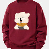 Velira Sweatshirts Bordo / XS Žiovaujantis Šuniukas Spauda Laisvas Fit Džemperis