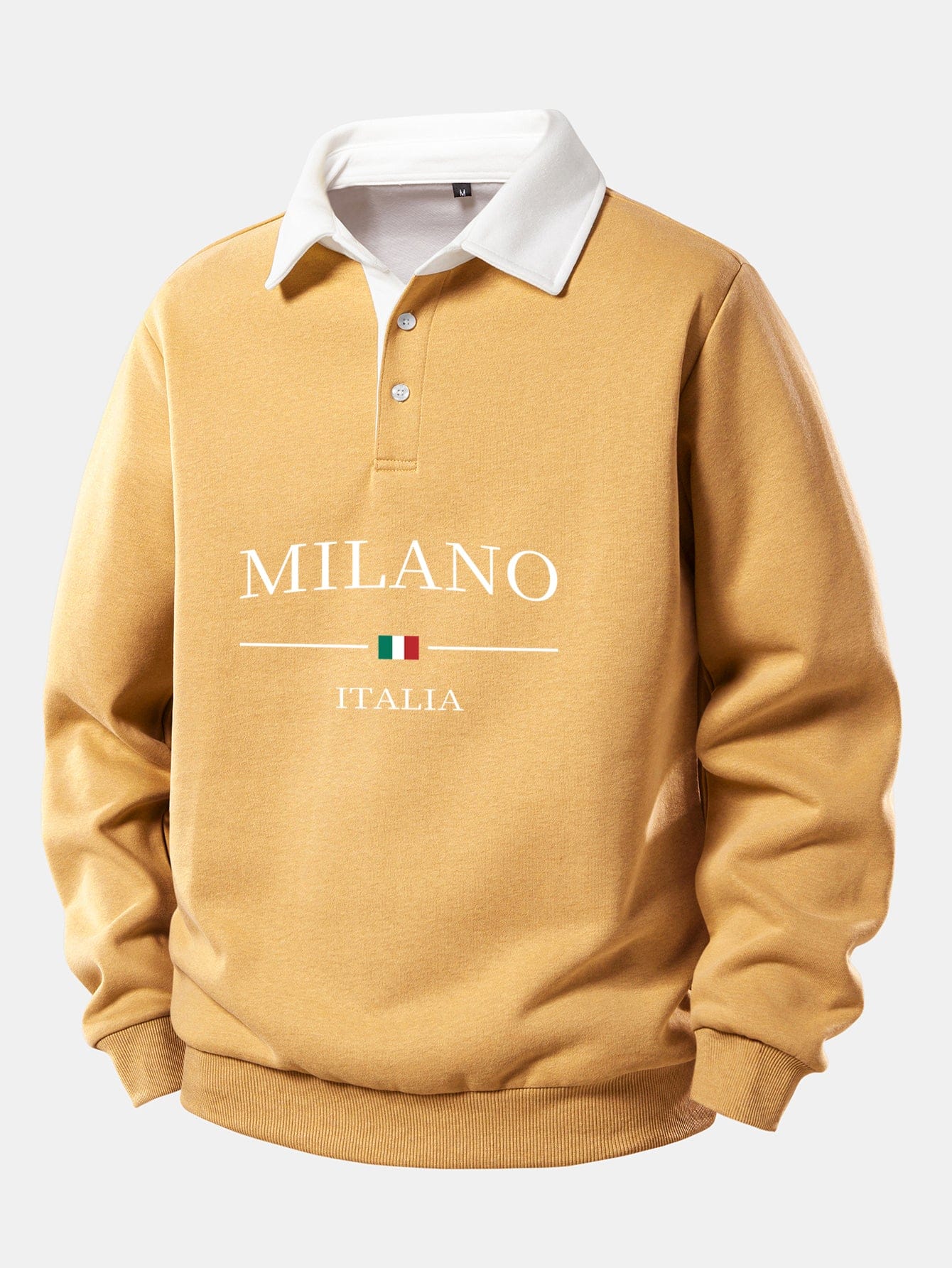Velira Sweatshirts Geltona / S Milano Spausdinimo Kontrasto Polo Apykaklės Megztinis