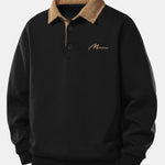 Velira Sweatshirts Juoda / S Atsipalaidavęs Fit Vyrų Spauda Kontrastinė Švelni Polo Apykaklės Megztinis