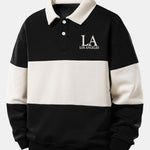 Velira Sweatshirts Juoda / S Atsipalaidavęs Los Andželo spaudos spalvų blokas polo apykaklės džemperis