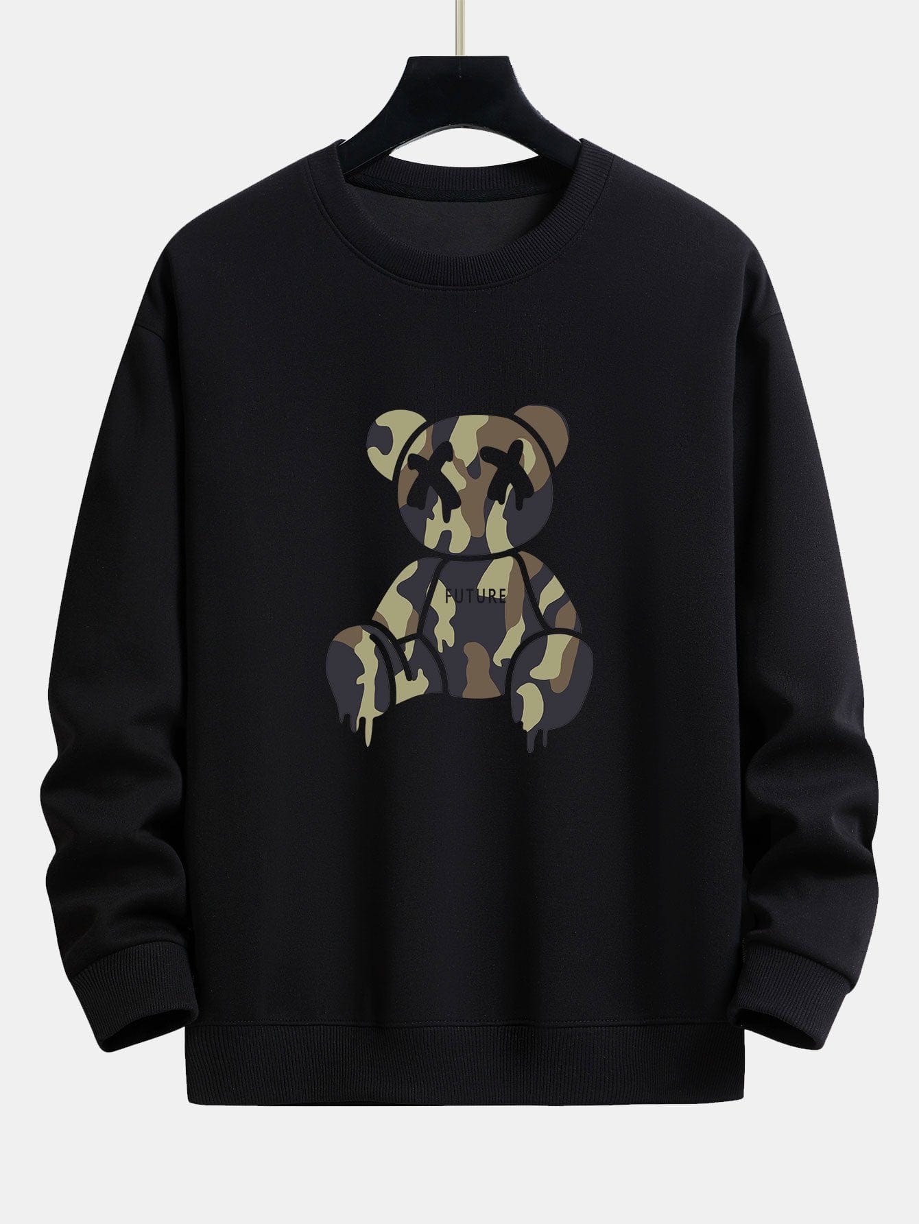 Velira Sweatshirts juoda / S Kamikadze ištirpstančio meškos rašto laisvo kirpimo džemperis