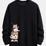 Velira Sweatshirts juoda / S Karinio Katino Spauda Laisvalaikio Palaidinė