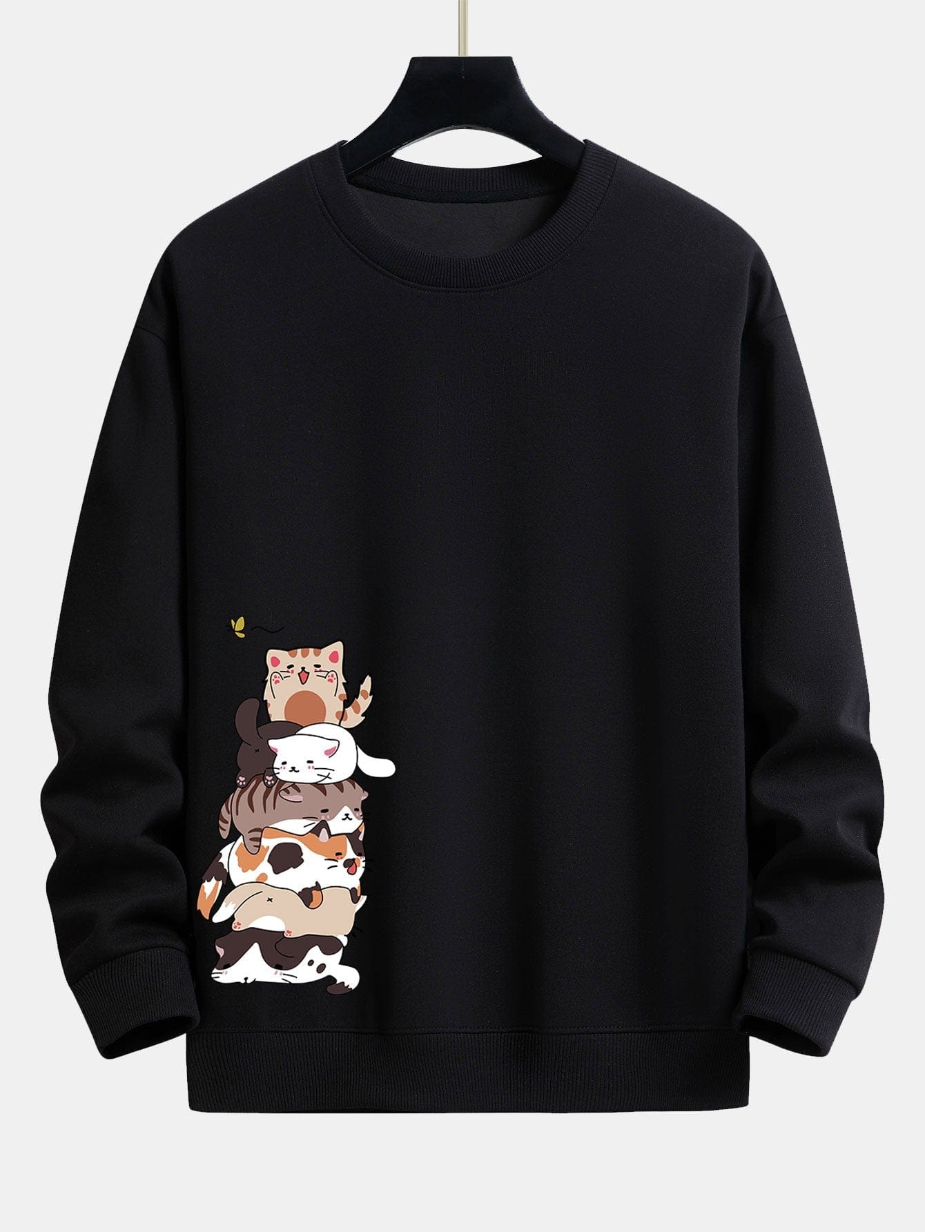 Velira Sweatshirts juoda / S Karinio Katino Spauda Laisvalaikio Palaidinė