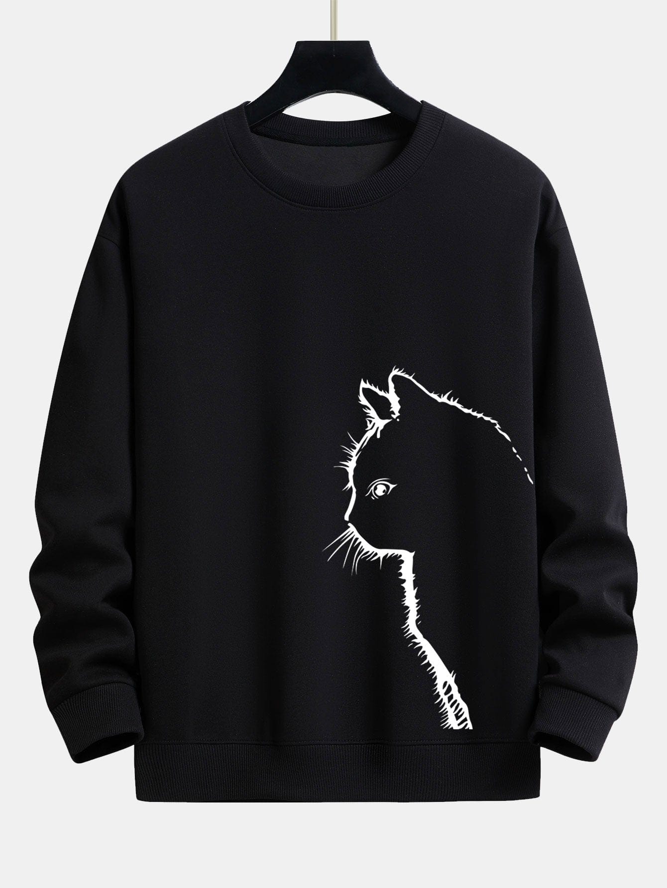 Velira Sweatshirts juoda / S Katės Siluetas Spausdinimas Laisvas Fit Palaidinukė