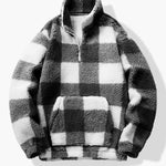 Velira Sweatshirts juoda / S Ketvirčio Užtrauktukas Plaid Teddy Marškiniai