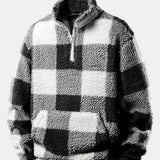 Velira Sweatshirts Juoda / S Ketvirčio užtrauktukas Plaid Teddy Sweatshirt