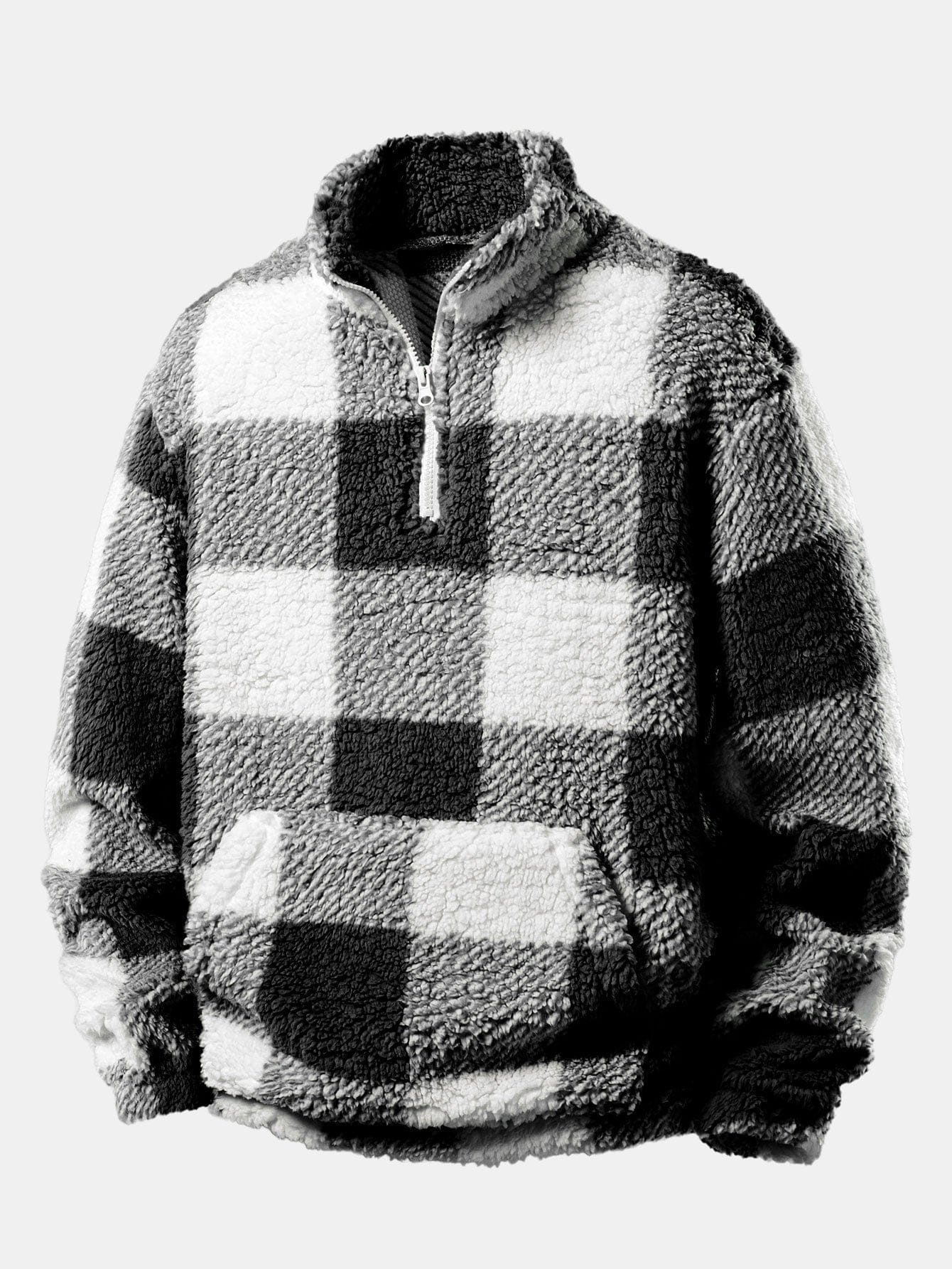Velira Sweatshirts Juoda / S Ketvirčio užtrauktukas Plaid Teddy Sweatshirt