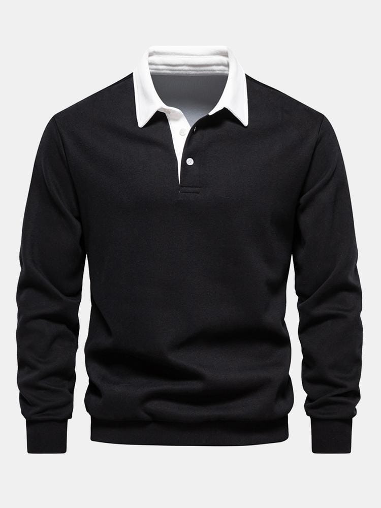 Velira Sweatshirts juoda / S Kontrasto Polo Apykaklės Megztinis