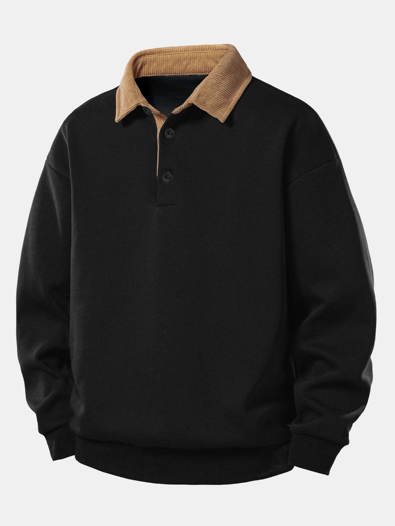 Velira Sweatshirts juoda / S Laisvas Pritaikymas Kontrastinis Kordūrinis Polo Apykaklės Megztinis